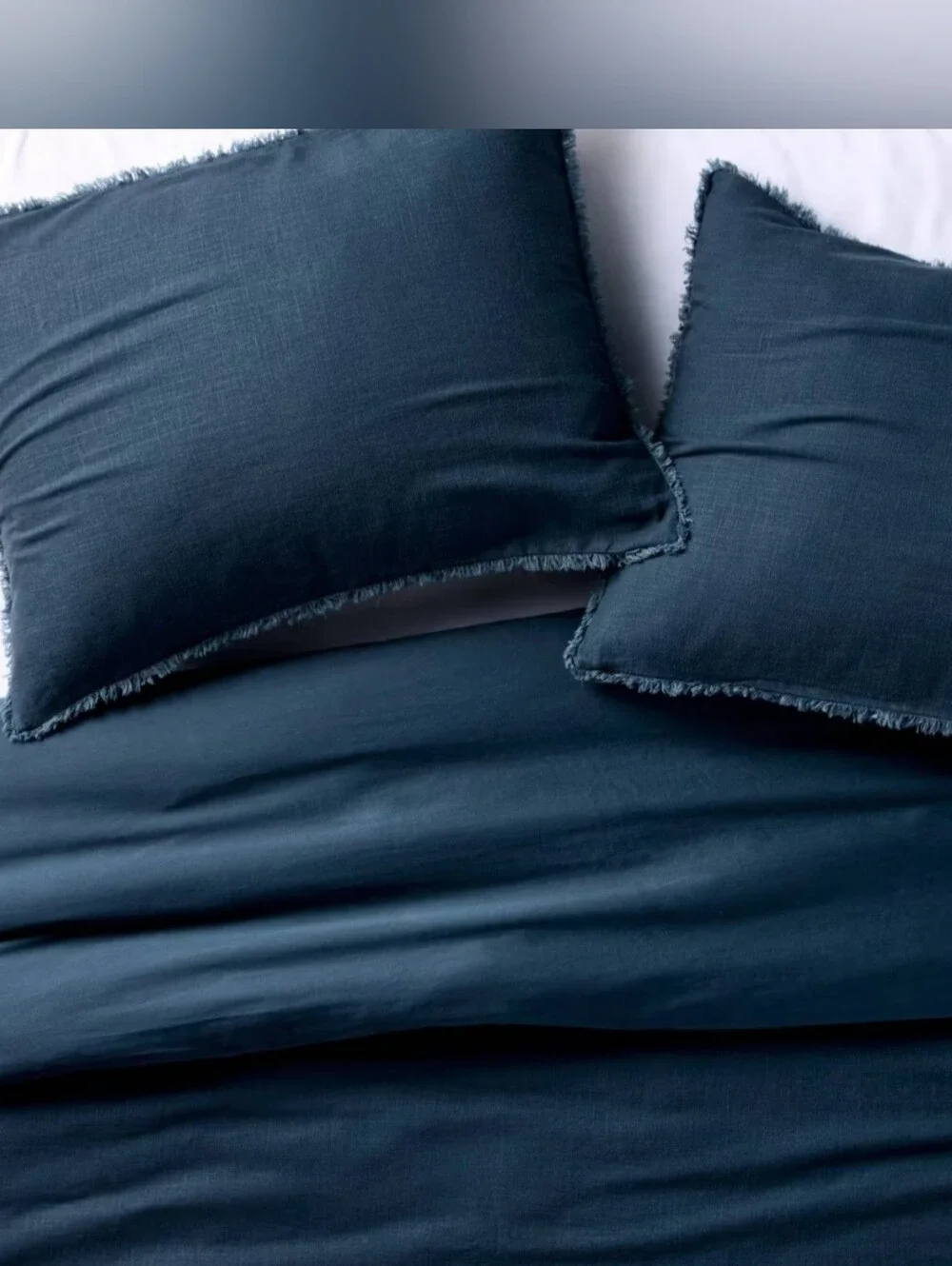 Casaluna Full/Queen Heavyweight Linen Blend Duvet Cover And Sham Ser Dark Blue